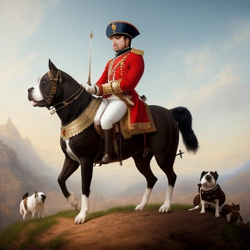 Bulldog dressed as Napoleon Bonaparte