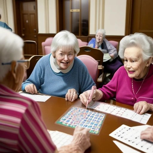 Elderly residents playing bingo with lawmakers