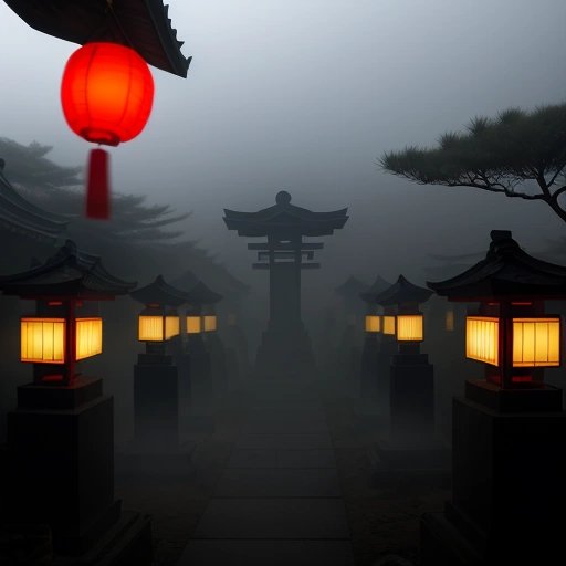 Japanese graveyard with offerings