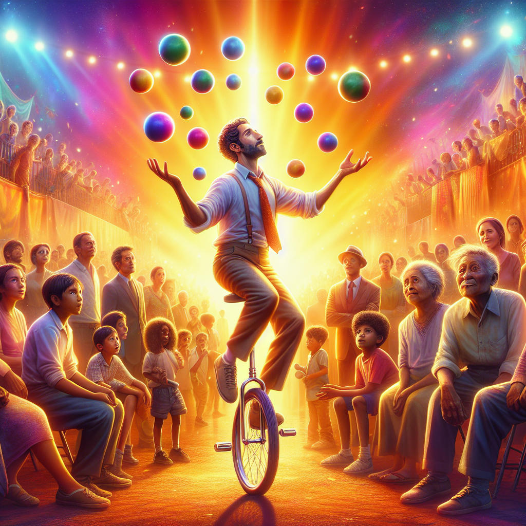 Juggler on a unicycle