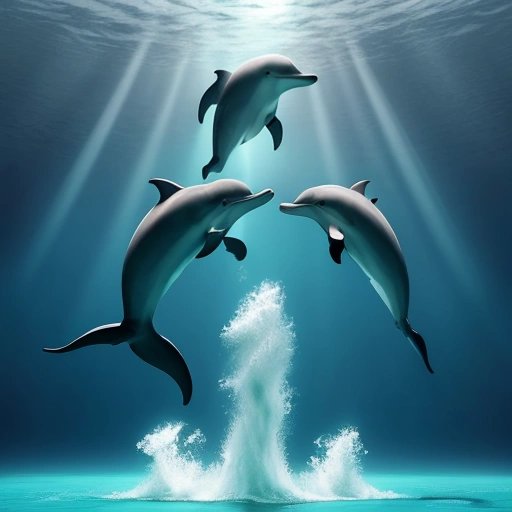 Dolphins performing underwater