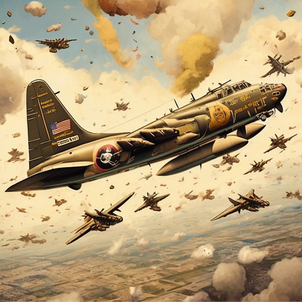 US bombers dropping carpets with messages