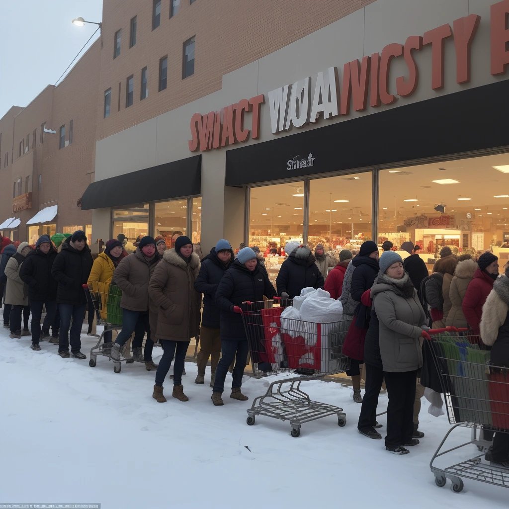 People frantically shopping for winter supplies