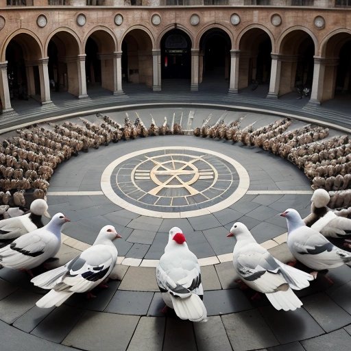 Pigeons in a Masonic ritual circle