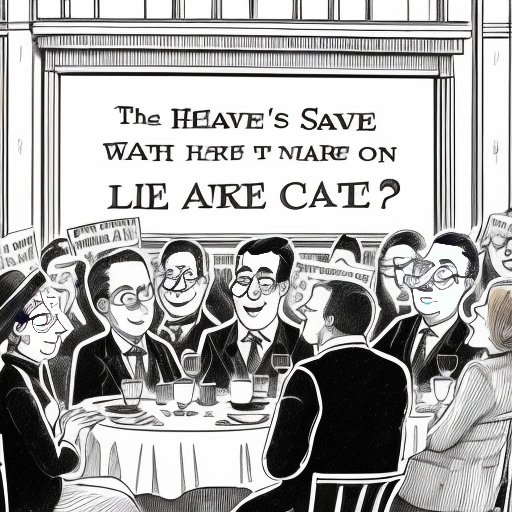 Humorous illustration of protesters outside a restaurant