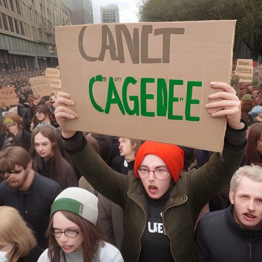 Person holding sign saying 'Higher Intelligence with Cannabis'