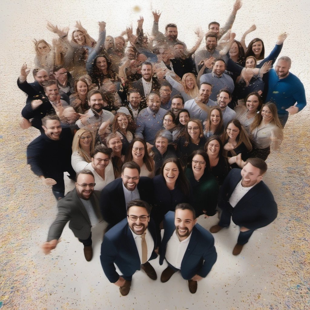 Employees celebrating around the bell