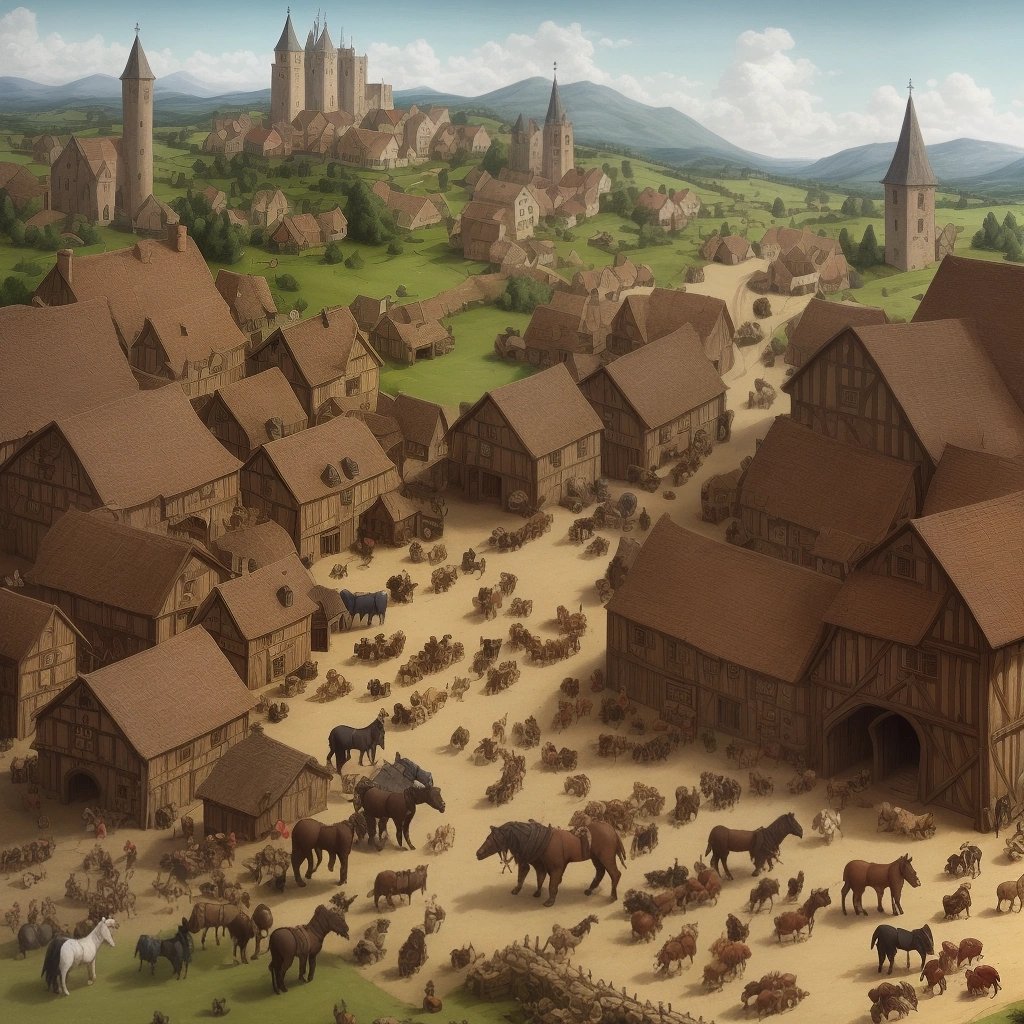 Miniature horses during the Bubonic Plague era