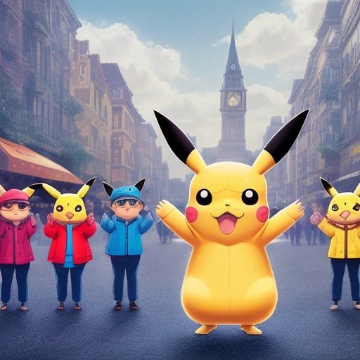 Pikachu blending in with unsuspecting people