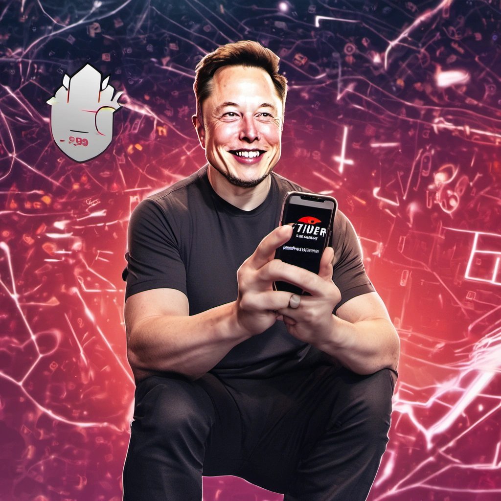 Elon Musk with Tinder, SpaceX, and Tesla backdrop