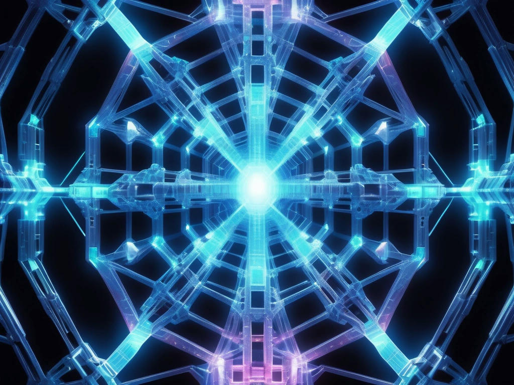 alien crystalline lattice structure, glowing with energy, surrounded by advanced alien technology