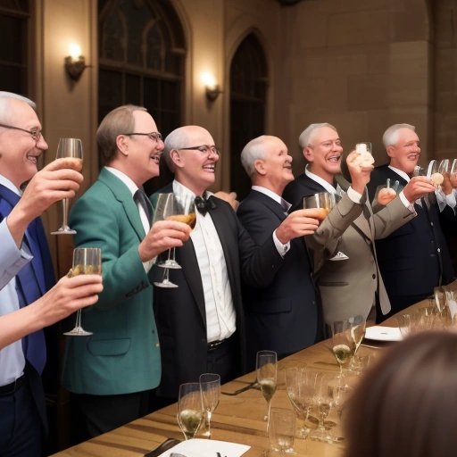 People toasting to Fredrick's audacious entrance