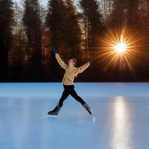 Figure skater on a frozen lake