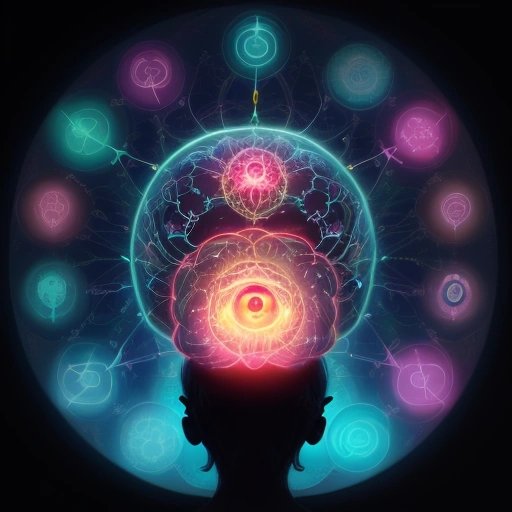 Glowing brain with floating equations
