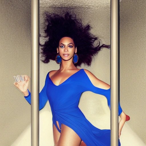 Beyonce in blue outfit