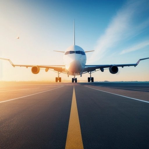 Futuristic airplane preparing for takeoff