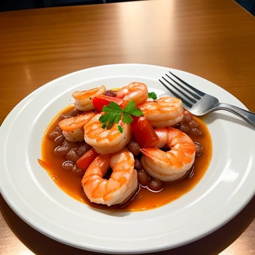 Empty plate with a shrimp tail