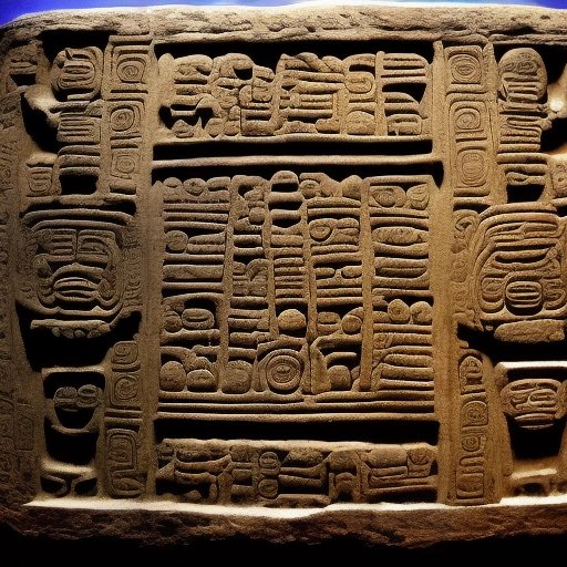 Mayan tablet with inscriptions about otherworldly beings