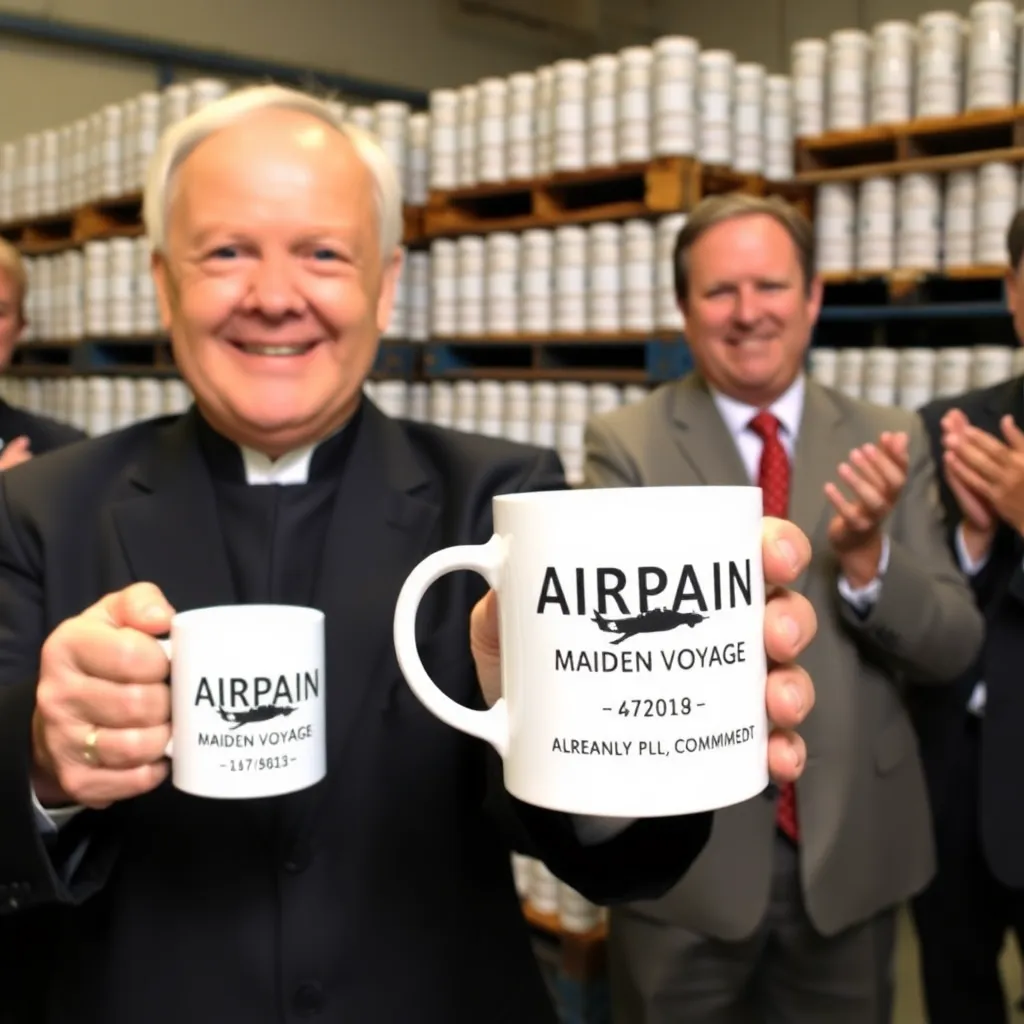 Transportation Minister with commemorative mugs