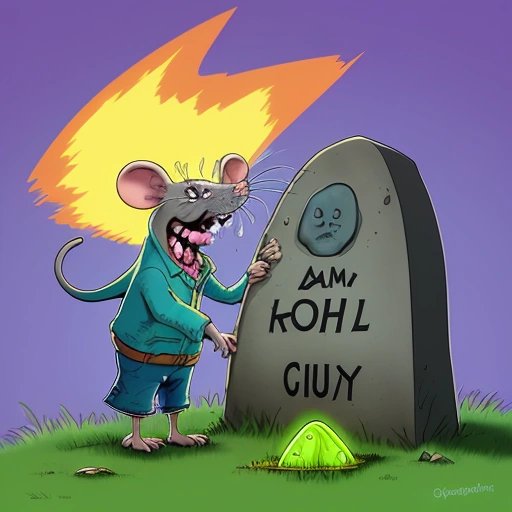 Mischievous rat in a graveyard
