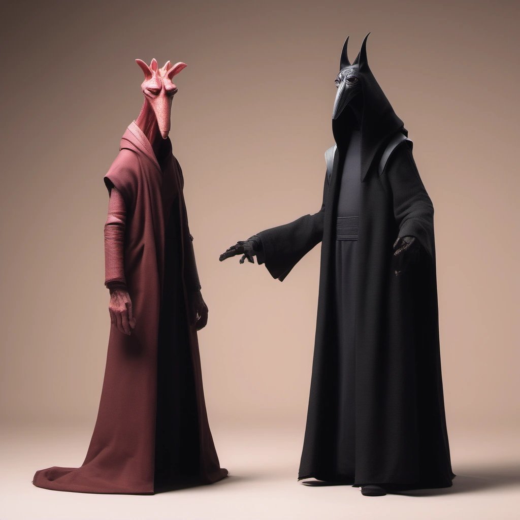 Contrast between Jar Jar Binks and Darth Jar Jar