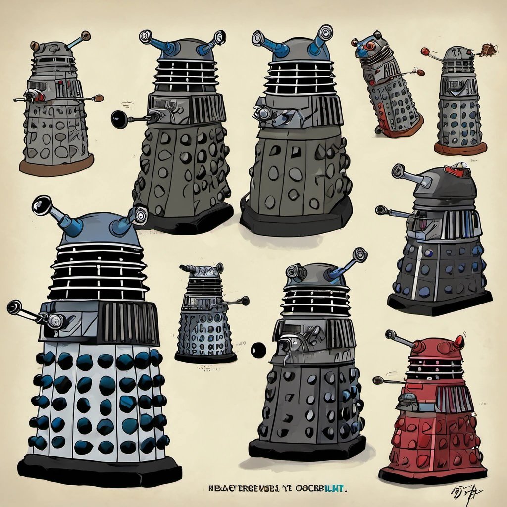 Fan art of Daleks in Matt Groening style