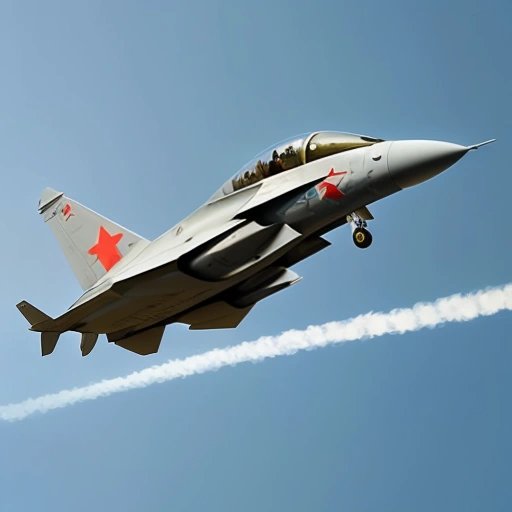 Fighter jet painted with a band-aid symbol flying in the sky