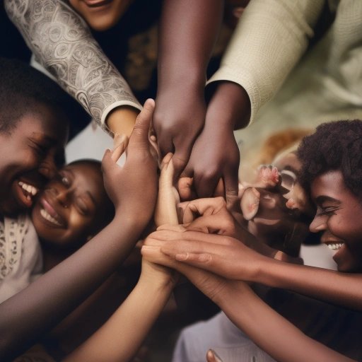 Diverse group holding hands