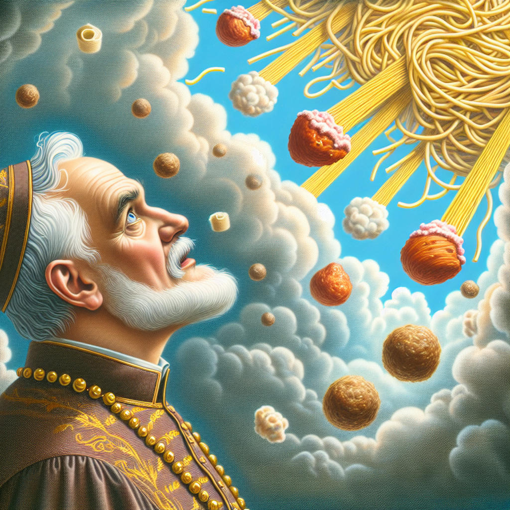 Pope Francis and a divine vision of spaghetti and meatballs.