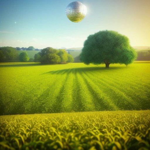 Disco ball in a farm field