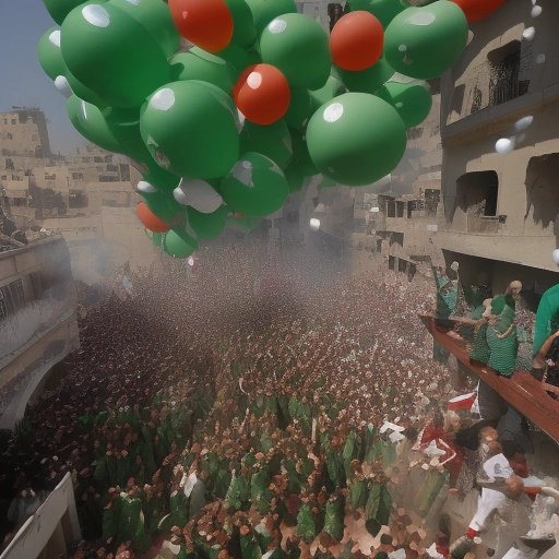 Gazans dancing in the streets