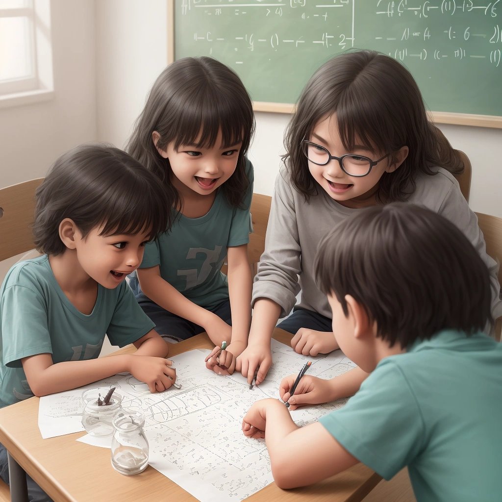 Children solving base-12 math problems