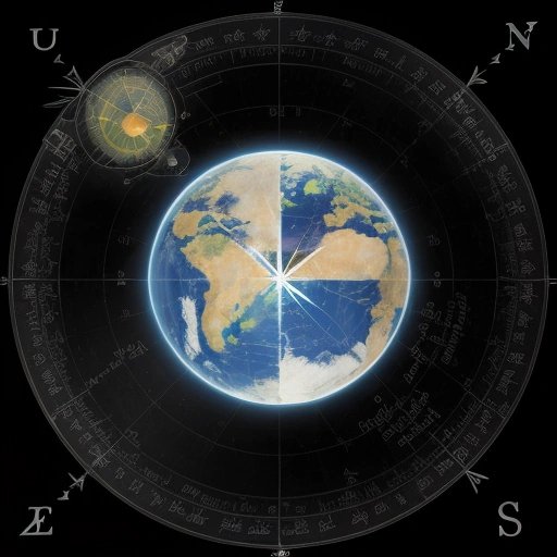 Illustration of Earth with magnetic field and compass needle