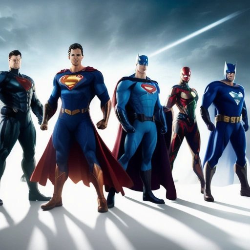 Superheroes and villains fighting together