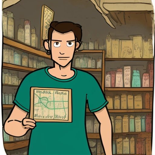 Joel navigating a local shop with a crude map
