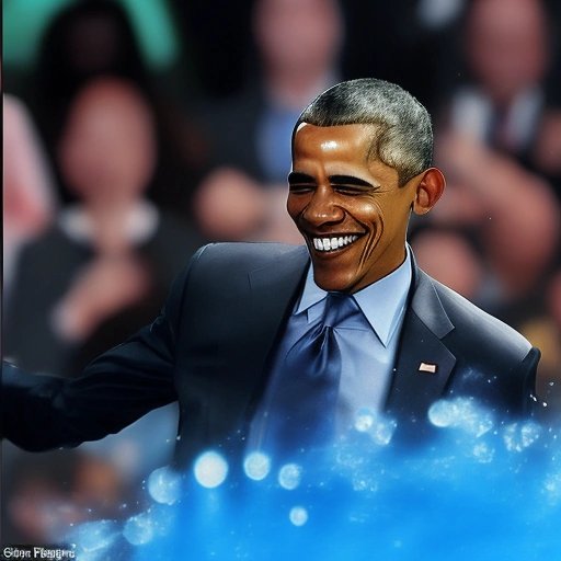 Wet Barack Obama smiling on stage