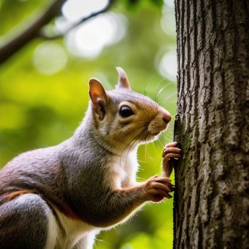 Dr. Nuttington examining a squirrel atop a tree branch