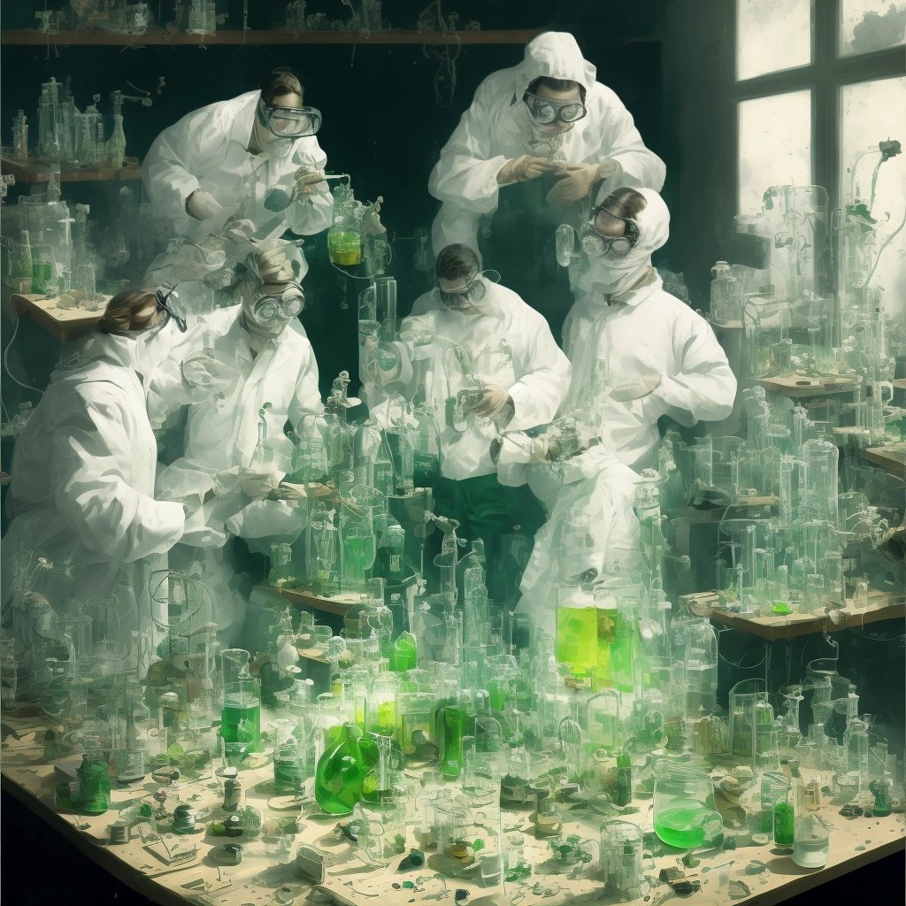 Scientists conducting experiments on the cannabis stash