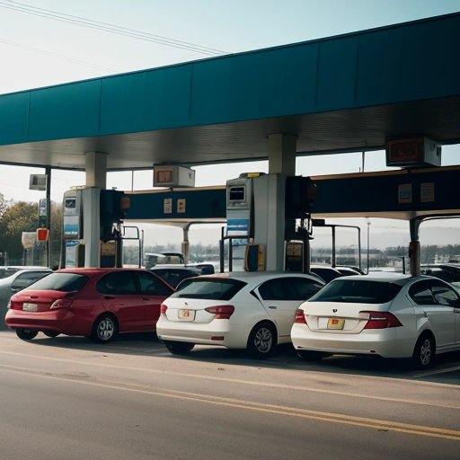 Frustrated drivers in a gas station line