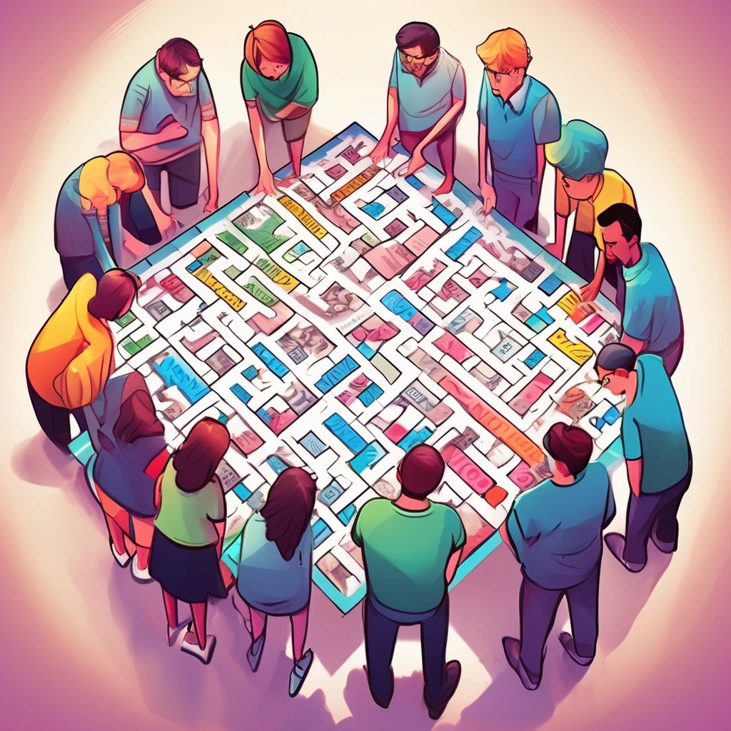 Group solving crossword puzzle