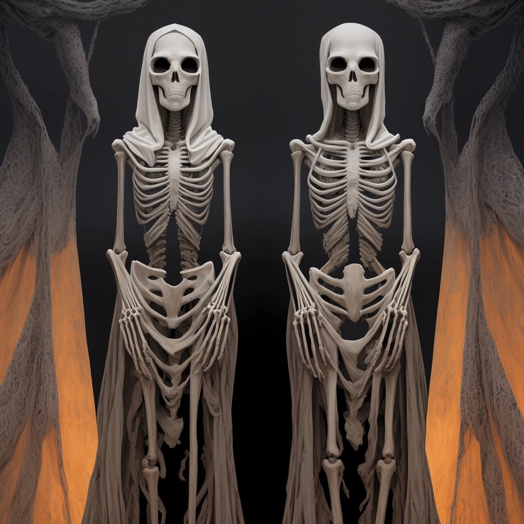 Artist's depiction of the ancient skeleton people