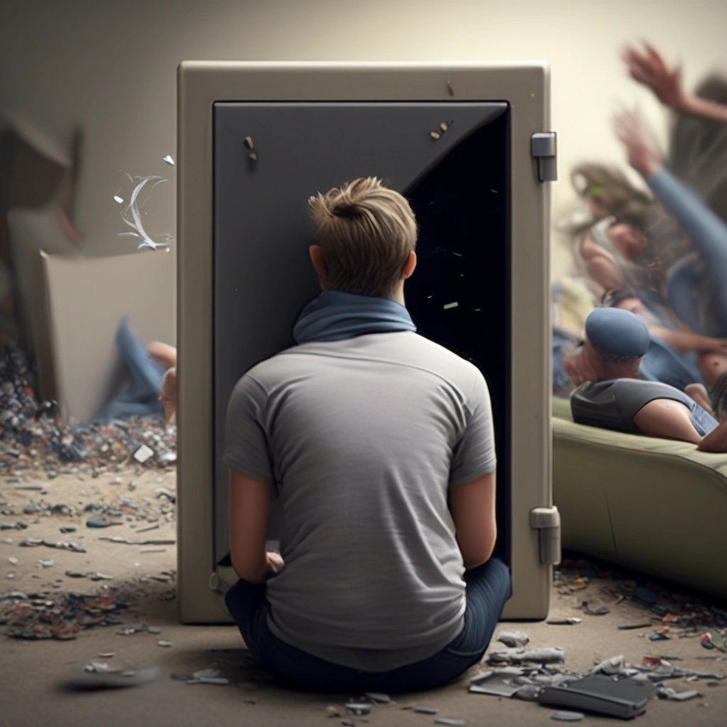 Person observing chaos from a safe distance