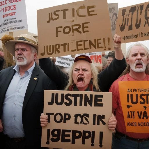 Farmers protesting outside a courtroom