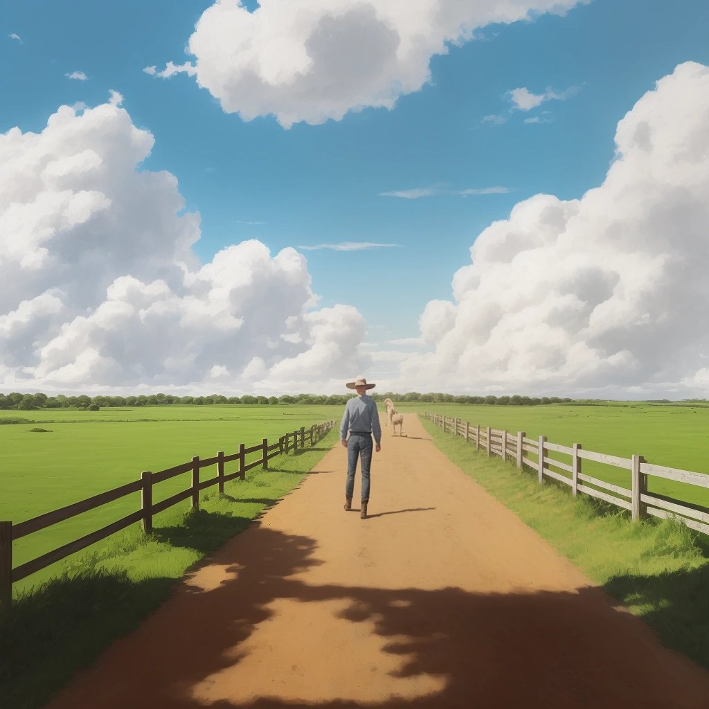 Jordan Pierce walking towards the horse farm