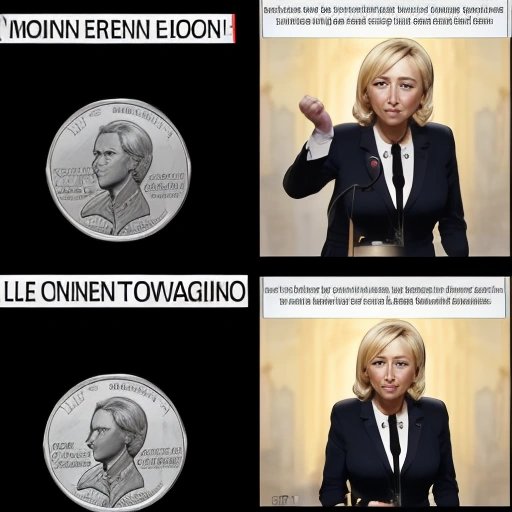 Macron and Le Pen flipping a coin