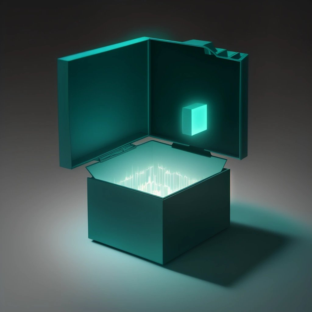 Teal-colored box emitting light
